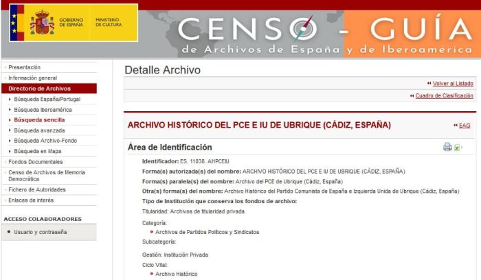 Detalle del censo-guía