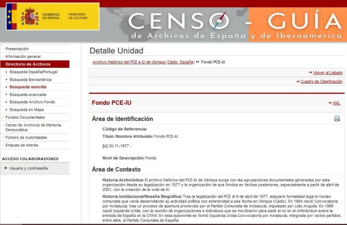 Detalle del censo-guía